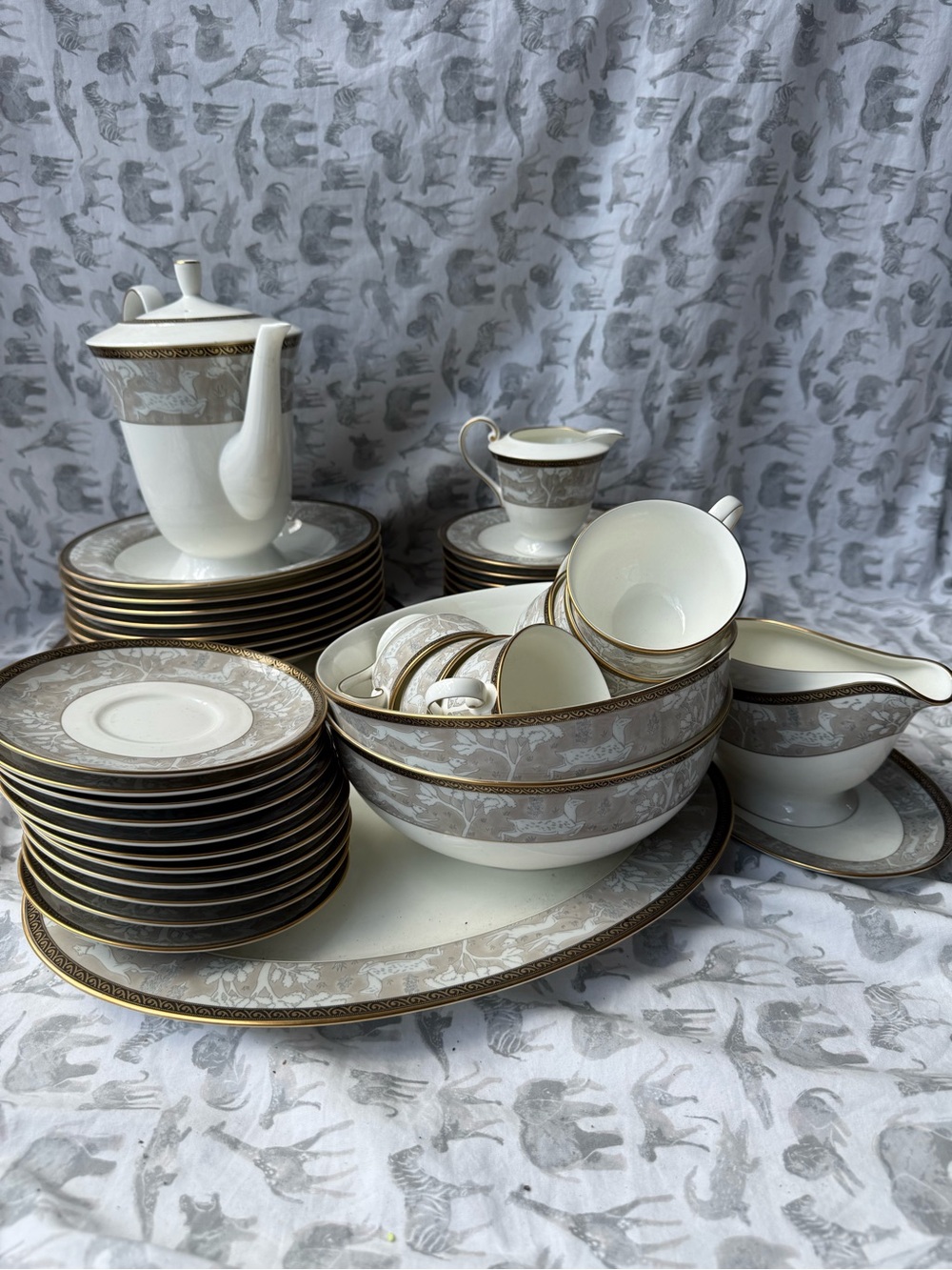 Mikasa White and Gold Porcelain Tea and Dinner Set